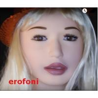Erofoni Sarı Saçlı Büyük Boy Sesli Titreşimli Süper Realistik 3 Işlevli Şişme Bebek Kadın Manken