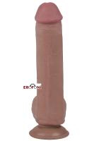 Erofoni Süper Realistik 21 CM Kayan Derili Çift Katmanlı Vantuzlu Yapay Dildo Penis