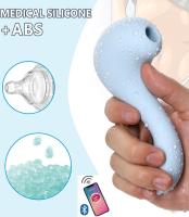 Erofoni Telefon Uyumlu Usb Şarjlı Klitoris Emici App Uygulamalı Teknolojik Titreşimli Su Geçirmez Blue Vibratör