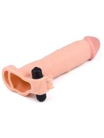 Erofoni Ucu 6 Cm Dolgulu Titreşimli 19 CM Realistik Uzatmalı Penis Kılıfı