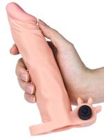 Erofoni Ucu 6 Cm Dolgulu Titreşimli 19 CM Süper Realistik Uzatmalı Penis Kılıfı