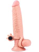 Erofoni Ucu 6 CM Dolgulu Titreşimli 21 CM Realistik Süper Uzatmalı Penis Kılıfı