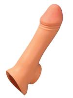 Erofoni Ucu 7 Cm Dolgulu Süper Realistik 19 CM Uzatmalı Penis Kılıfı