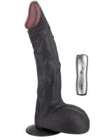 Erofoni Ultra Süper Realistik Siyah 23 CM Titreşimli Vantuzlu Gerçekçi Zenci Vibratör Penis