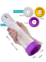 Erofoni Usb Şarjlı 20 CM Otomatik Vakumlu Penis Pompası + 3 Pompa Başlığı