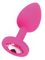 Erofoni Yeni Nesil Pembe Medikal Silikon 9 Cm Taşlı Anal Tıkaç Gevşetici Alıştırıcı Plug