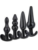 Erofoni Zenci 4 Adet Farklı Boyda Anal Açıcı Gevşetici Siyah Plug Seti